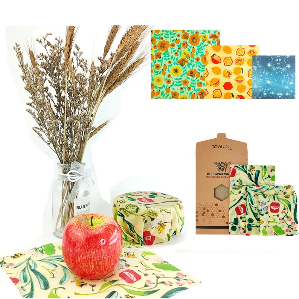 

beeswax food wrap Sustainable Plastic Free Food Storage Organic Beeswax Wrap Cling Wrap Replacement for Sandwich