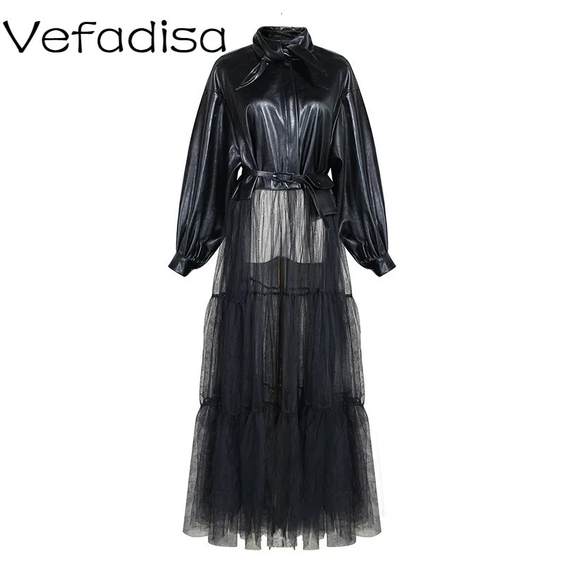 Vefadisa кружевное лоскутное пальто из искусственной кожи для женщин 2019 зимнее