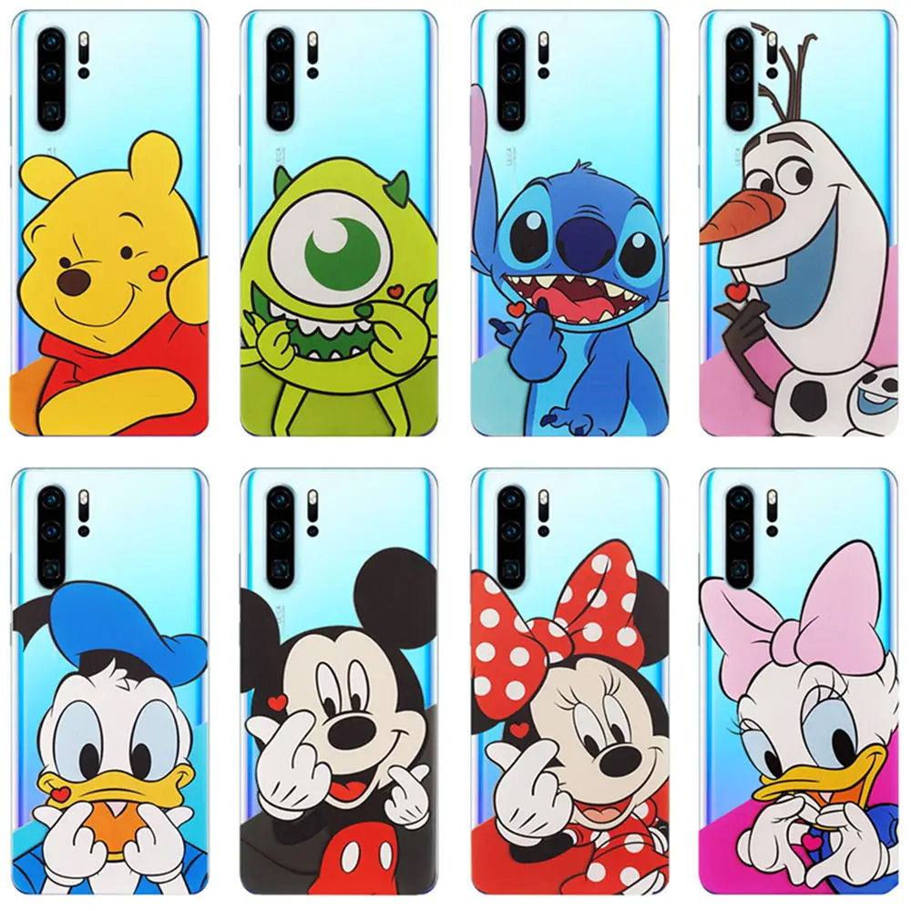 Мягкий силиконовый чехол для телефона huawei P30 P20 P10 P9 P8 Mate10 Maite20 Pro Микки Минни Стич