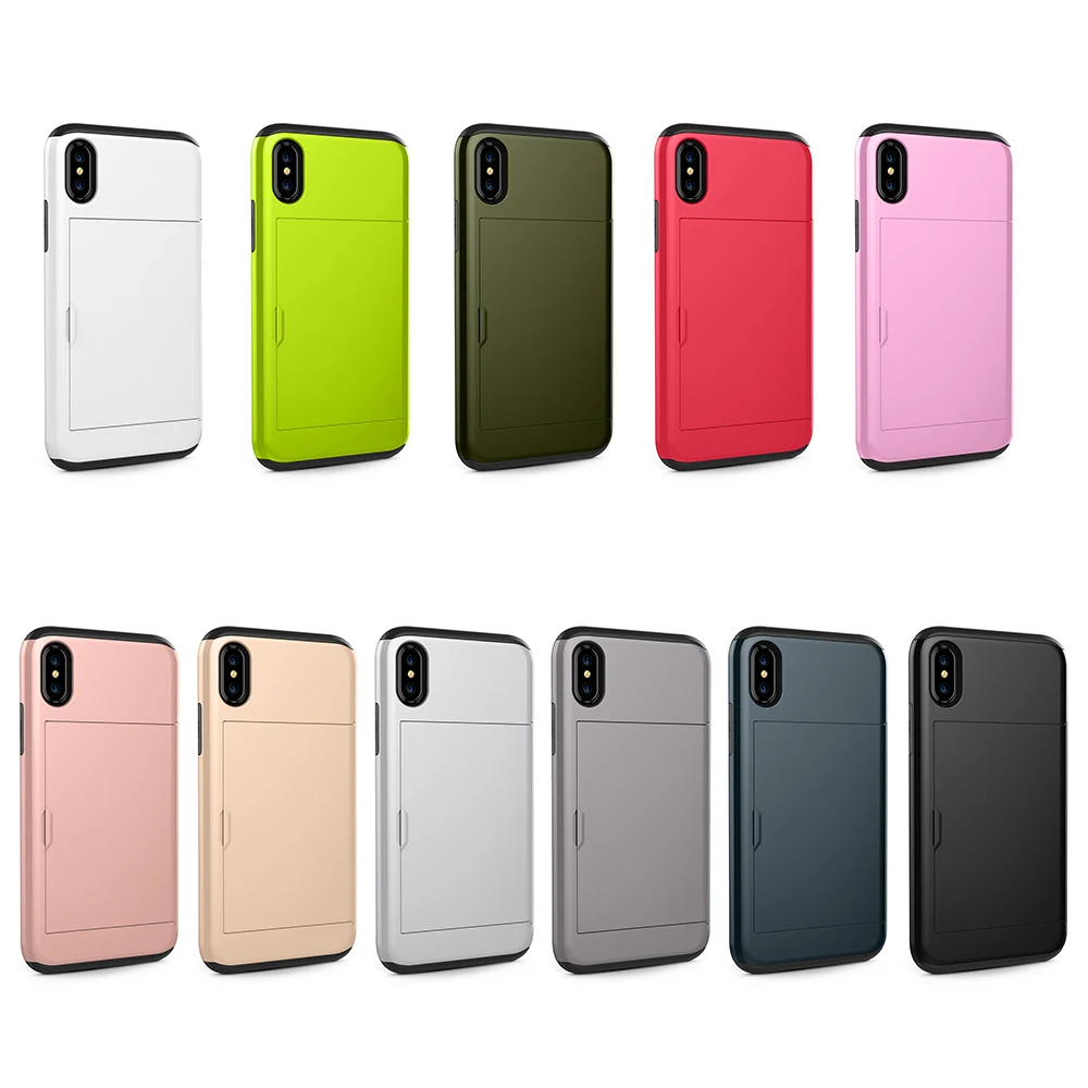Чехол для iPhone 6 6S Plus чехол Slide Armor бумажник слоты карт держатель 7 8 X XS XR MAX |