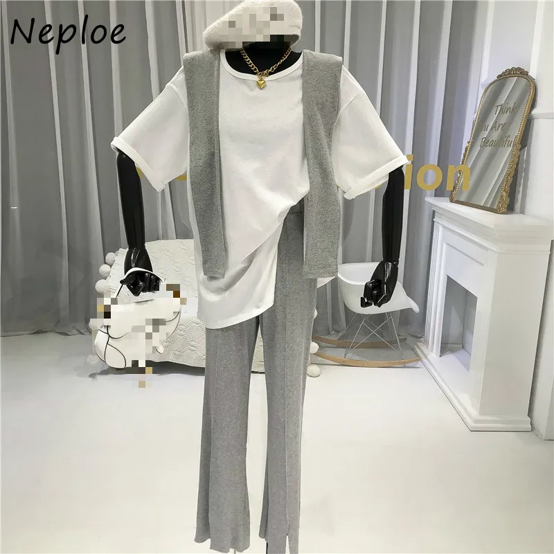 Женская одежда однотонные футболки с коротким рукавом и круглым вырезом +