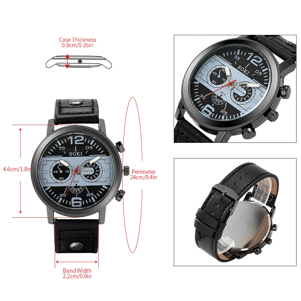 Men Watch Luxury Set Wolf Bracelet Black Quartz Watches Crown Bead Bracelets Male Wristwatch Gift Boyfriend Husband Reloj Hombre