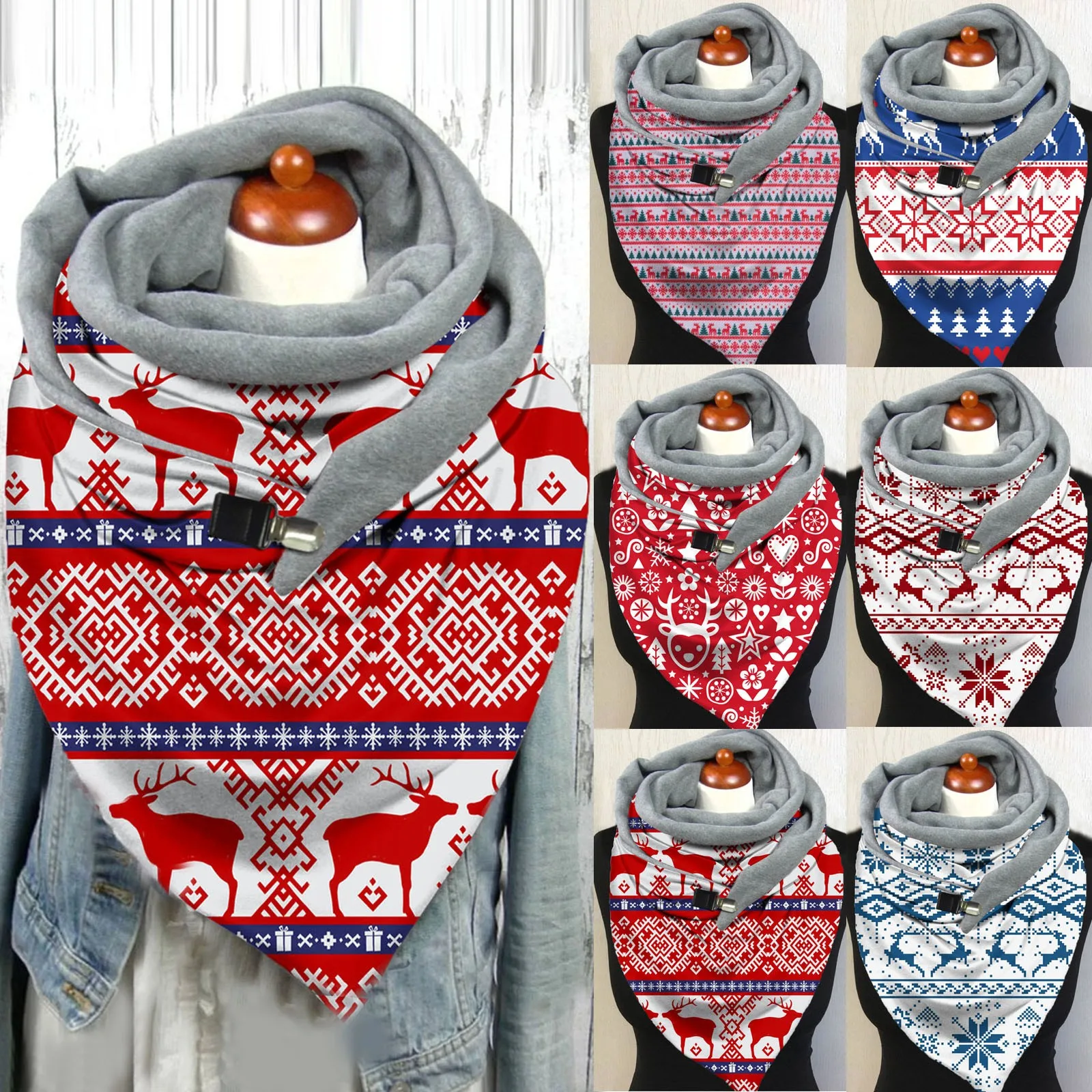 

2021 Christmas Scarf Winter Women Christmas Print Button Soft Wrap Casual Comfortable Cashmere Scarves Shawls шарфы женские