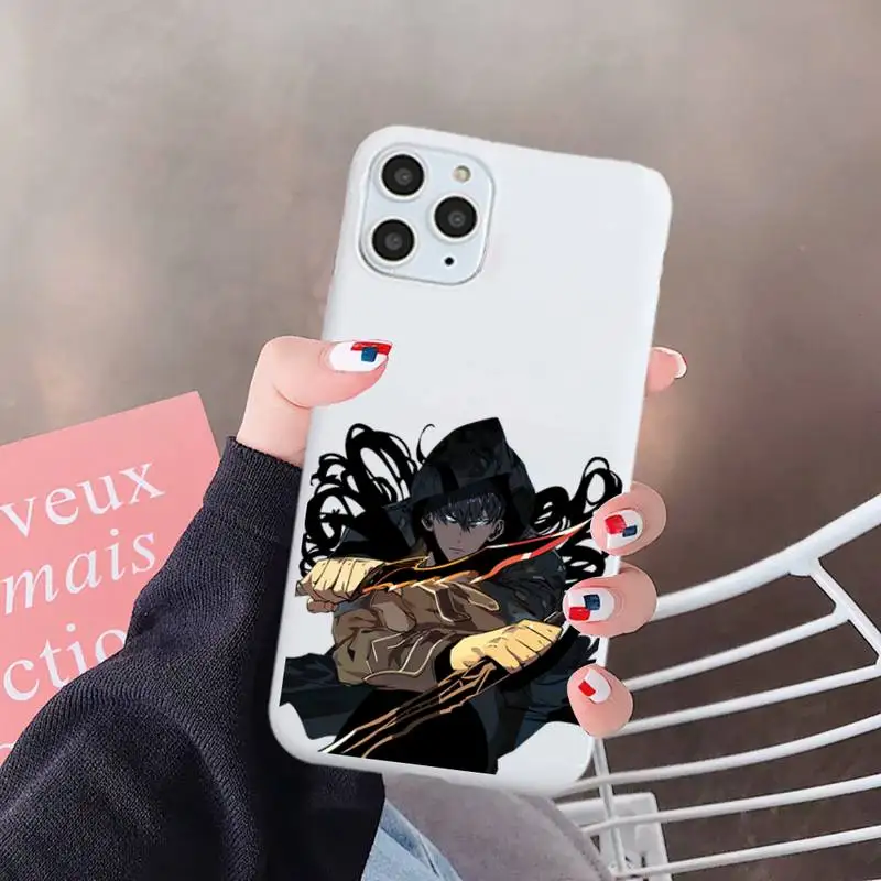 

Comics solo leveling black Sung Jin-Woo Phone Case Candy Color for iPhone 6 7 8 11 12 s mini pro X XS XR MAX Plus