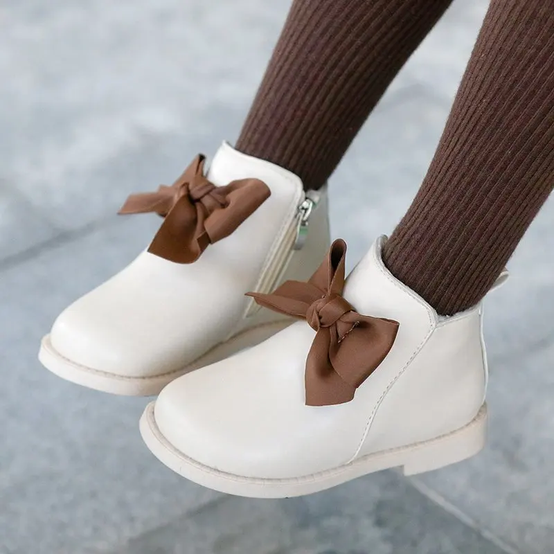 Ботинки для девочек 2020 корейские зимние детские фетровые Теплые Элегантные