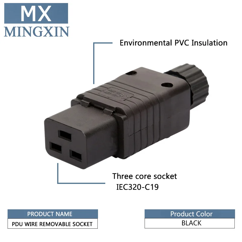 Черный 16A CE медь IEC320 C19 C20 UPS PDU мощность Rewirable разъем 3P собрать провода сосуд