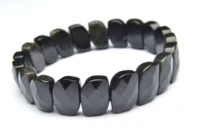 natural obsidian s shape bracelets geometry long beaded stone wrap bracelet elastic bangle