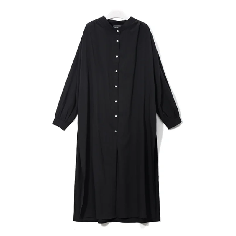 

CHICEVER Solid Women's T Shis Female Side High Split Long Sleeve Loose Big Size Autumn T Shir For Women Clothes Fashion 2021 New