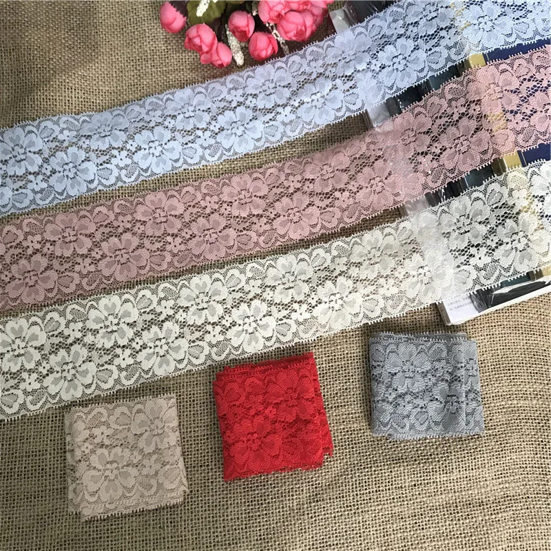 

6cm S1103 Stretch Elastic Lace Ribbon Satin multi-color lace trim garment for DIY Garment Sewing Edge and Handmade Decora