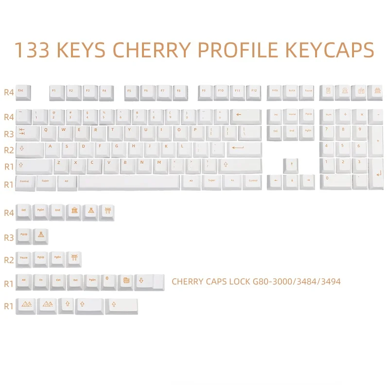 

133 клавиши PBT колпачки клавиш цифровая красящая Sub колпачок для переключателя Cherry MX gk61/64/68/84/tkl87/96/98/108 механическая клавиатура