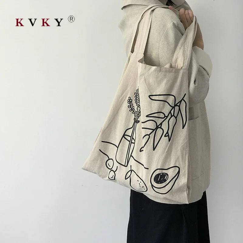 Женская сумка на плечо винтажная Повседневная Большая тканевая для покупок