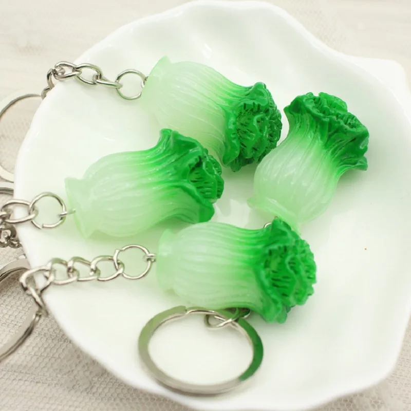 

Creative Vegetable Keychains Simulation Chinese Cabbage Key Chain Men And Women Car Bags Pendant Accessories Wholesale Key Ring