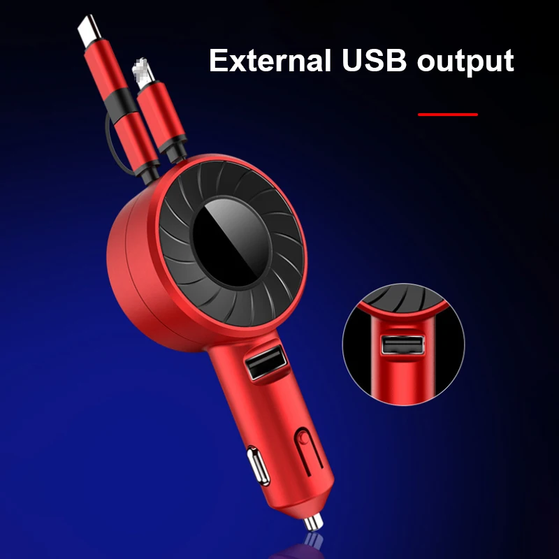 Retractable 4.2A Car Charger USB Type-C Cable Fast Charging For Apple Android Mobile Phone Quick Charge Huawei Xiaomi | Мобильные