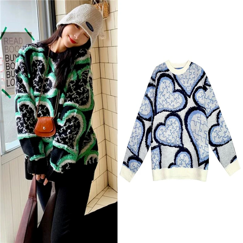 

Kawaii Cartoon Pattern Women's Sweater Young Girl Autumn Winter New Fashion Casual Long Sleeve Sweater Female Clothing SL073