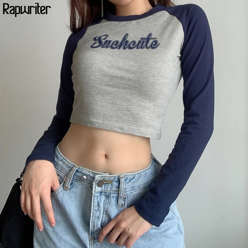 Панелями с милым принтом в виде букв из хлопка Y2k эстетическое футболка Для