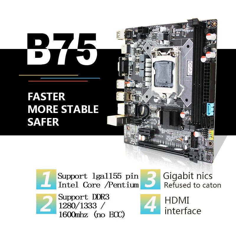 Günstig B75 Lga 1155 Motherboard Kit Kit Mit Intel I3 3220 Lga1155 Cpu 16g (2*8g) Ddr3 Ram M-ATX Integrierte X7-V124