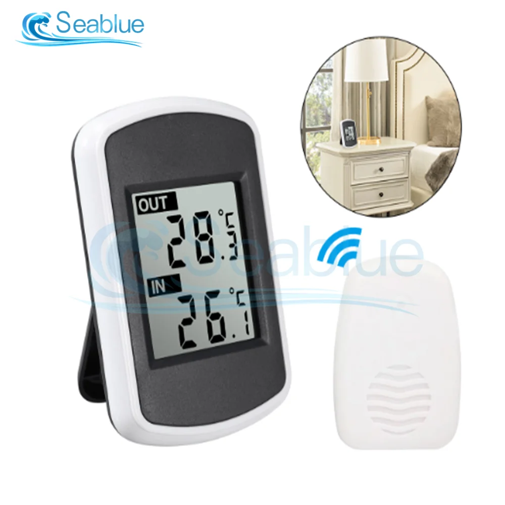 

433MHz LCD Digital Wireless Transmission Temperature Humidity Meter Indoor Outdoor Temperature Sensor Hygrometer For Home Office