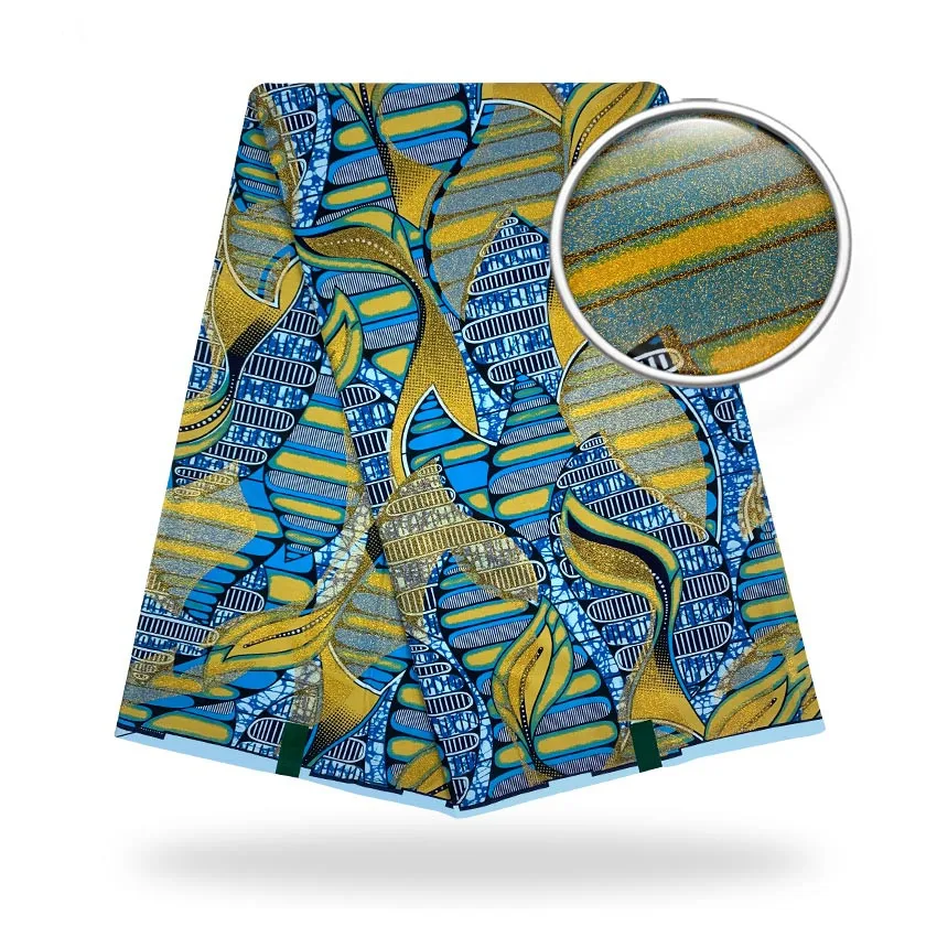 

2022 Новое поступление 100% хлопок Гарантированная африканская золотая вощеная ткань Гана воск Анкара для женщин 6 ярдов/штука для вечернего пл...