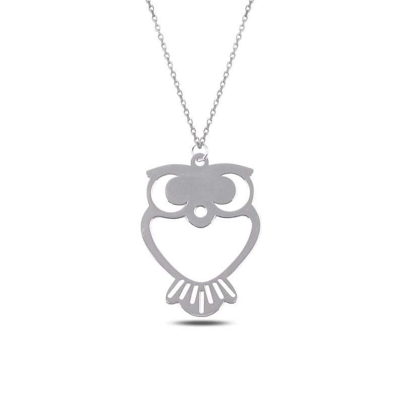 

Silverlina Silver Owl Plate Necklace