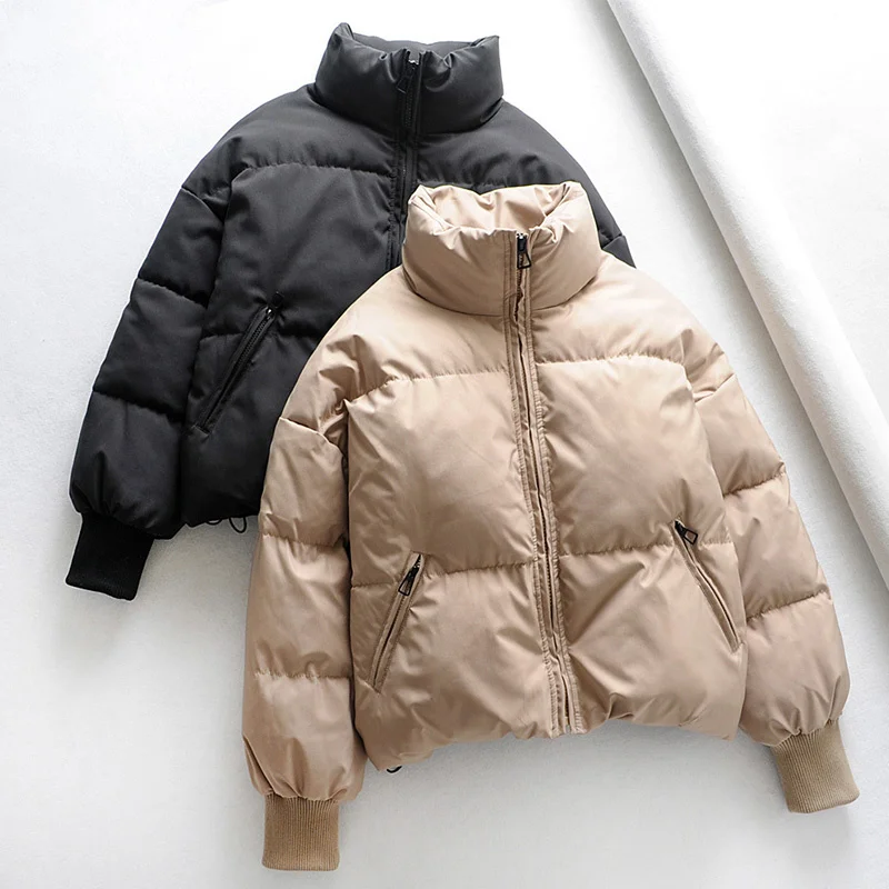 

Winter style Autumn Winter Stand Collar Zipper Short Cotton Coat Loose Thick Warm Snow Parka Casual Female Black Jacket Outwear