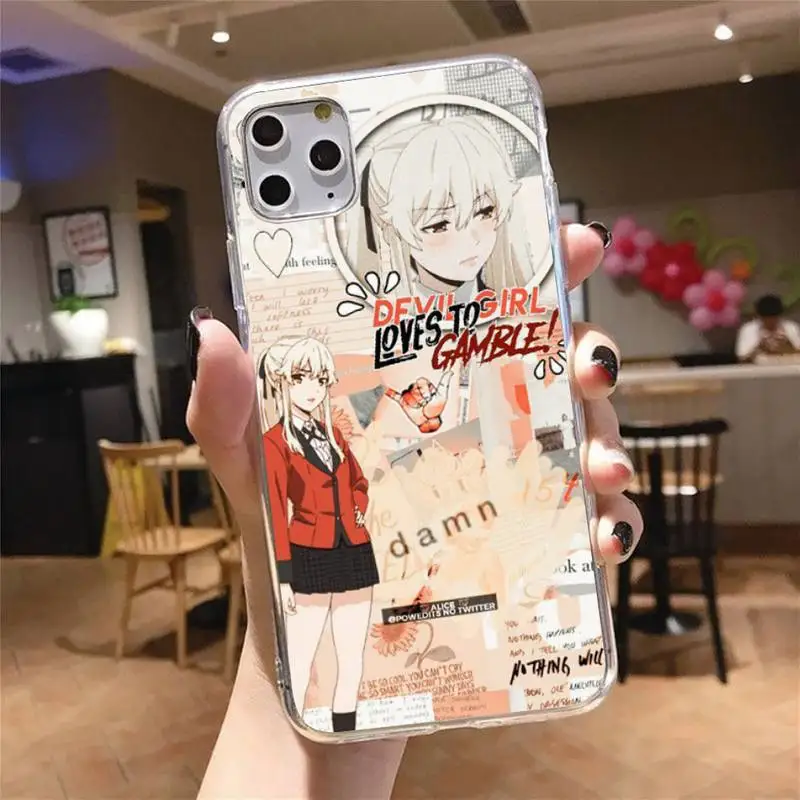 

Crazy Excitement Manga Kakegurui Phone Case Transparent for iPhone 6 7 8 11 12 s mini pro X XS XR MAX Plus cover funda shell