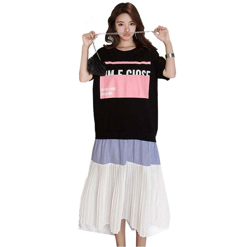 QING MO женское летнее платье до середины икры цветное лоскутное повседневное