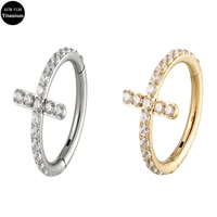 f136 titanium piercing nose ring high quality zircon stone the cross rows open small septum nose ear piercing jewelry