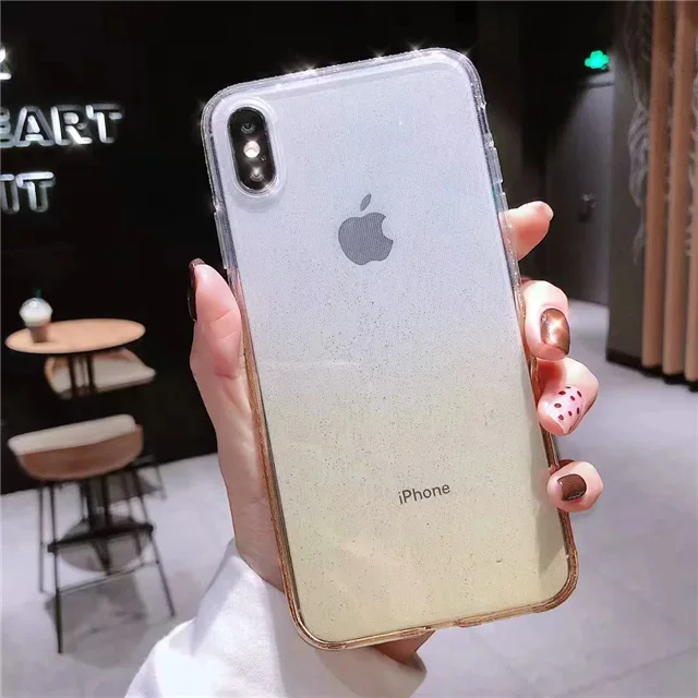 Золотой Милый Блестящий Мягкий силиконовый чехол для iPhone X XS XR XS Max 11 Pro Max Bling чехол-бампер с алмазами цветной чехол на iPhne 6 6S 7 8 Plus - Цвет: Золотой