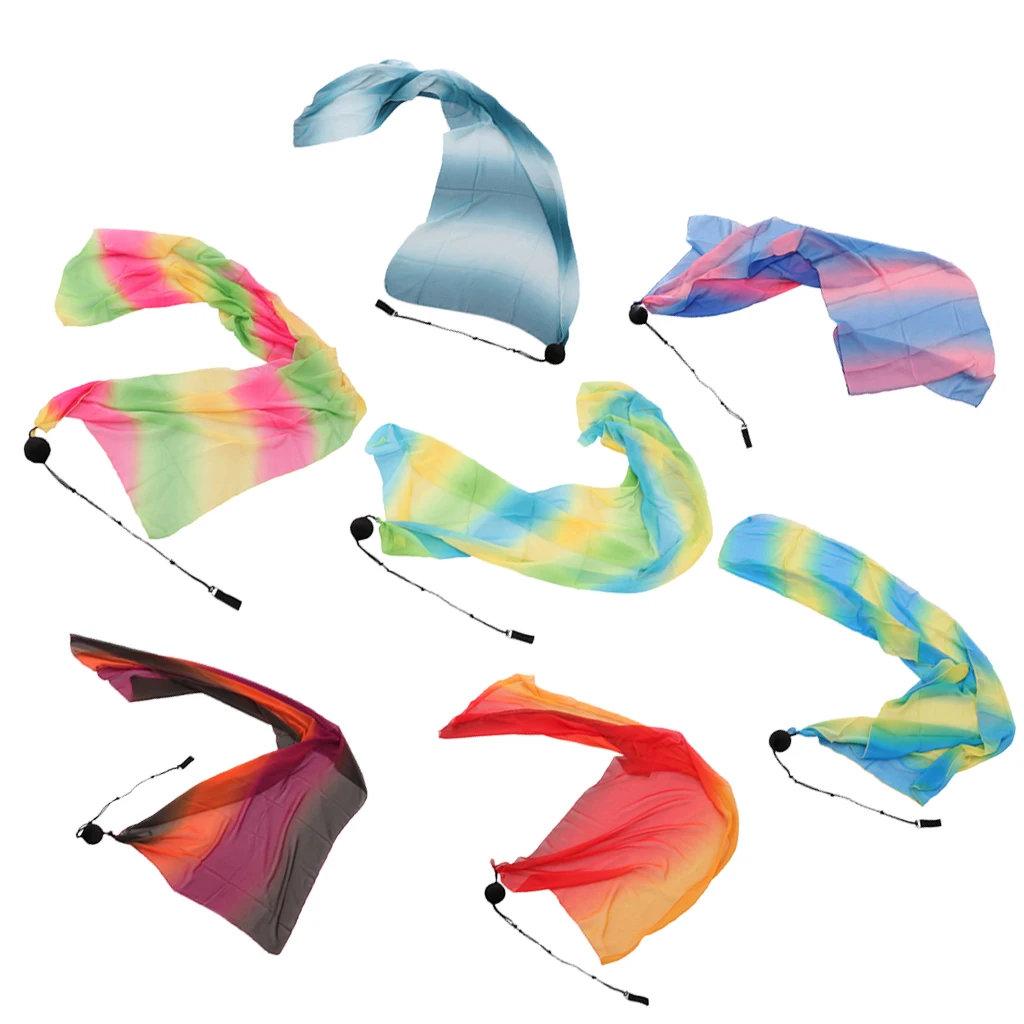 Flowing Silk Veil Poi Thrown Balls Professional Hip-hop Belly Dance Hand Props Comfortable Finger Loops Stage Performance Props