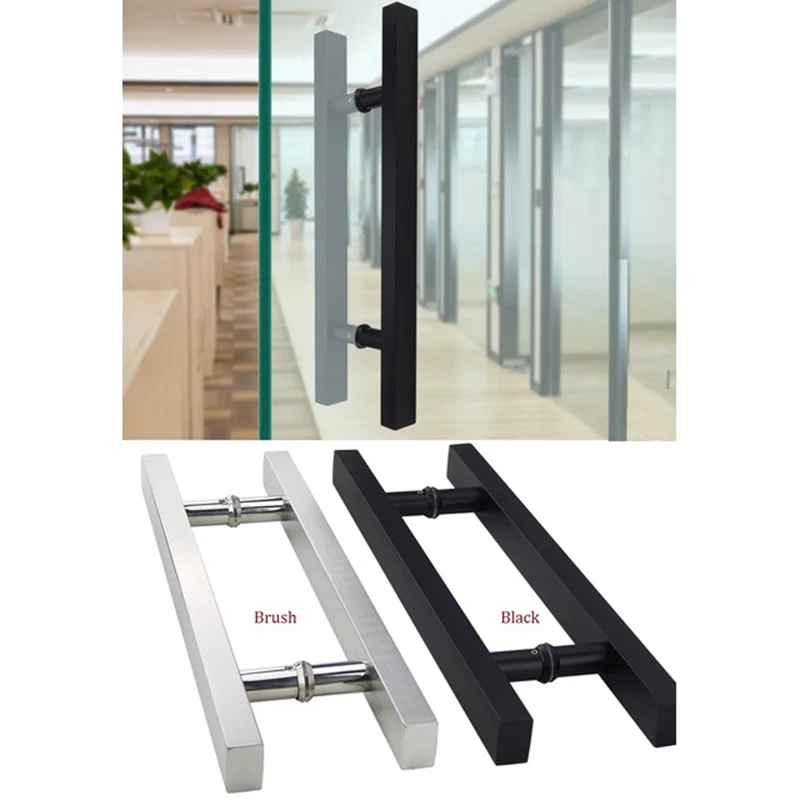 

CC30 L50CM Stainless Steel Square Glass Door Pull Handle Commercial Entry Matt Black Brush