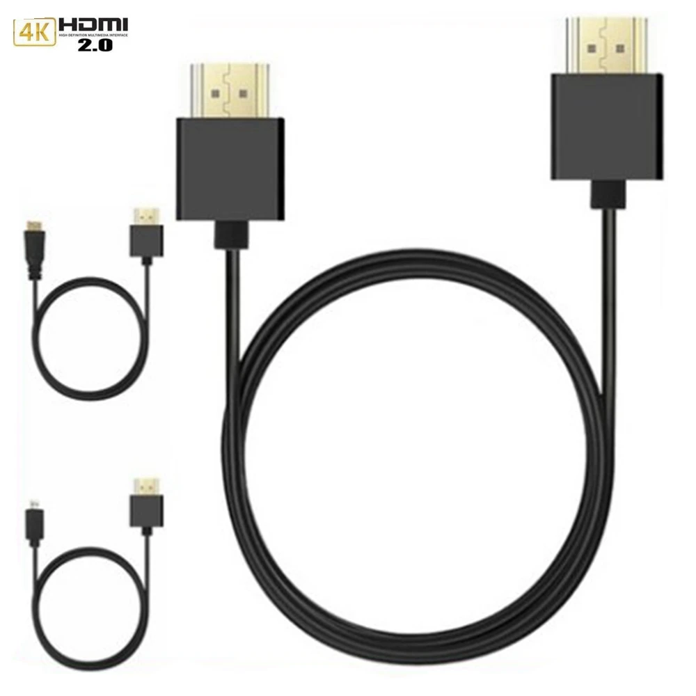 

Micro HD-compatible male to HDTV OD 3.0mm Super Soft Thin Cables & Mini HD male Cable 2k*4k hd @60hz Light-weight Portable