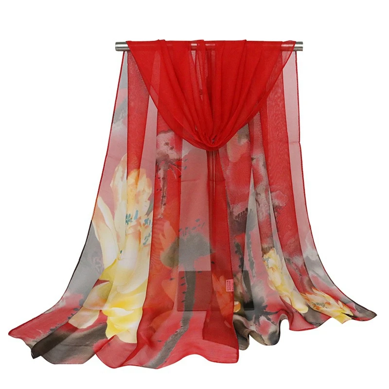 Новые шарфы с рисунком лотоса женская тонкая длинная шаль шарф Женский Осенний