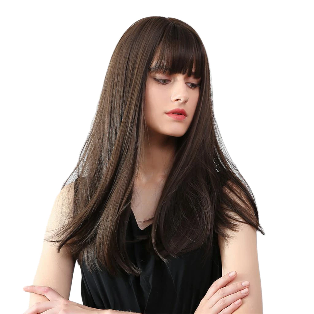 

20inches Womens Resist Wigs with Bangs Costume Daily Middle Part Wig