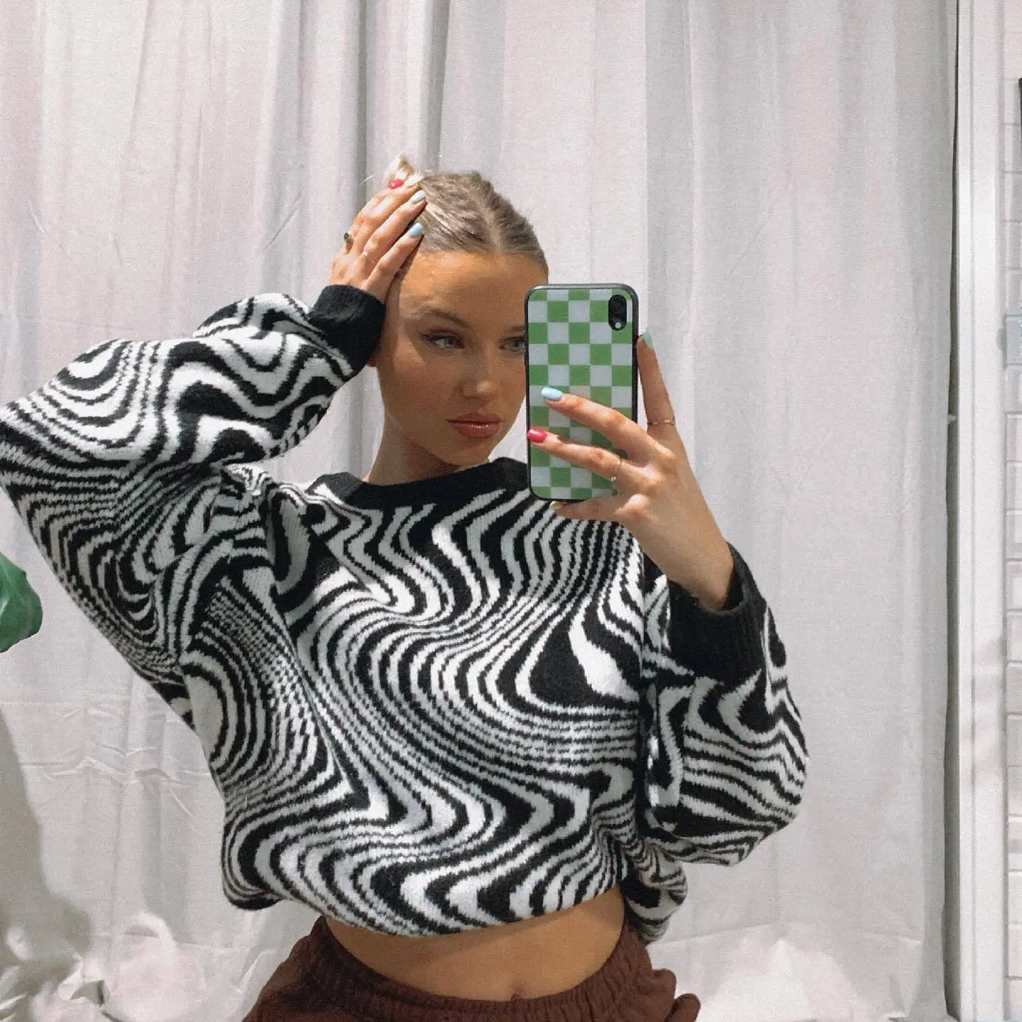 

Casual Black Patchwork O Neck Women Sweater Elastic Long Sleeve Y2k Streetwear Female Pullovers Autumn Winter Tops Fahion 2021