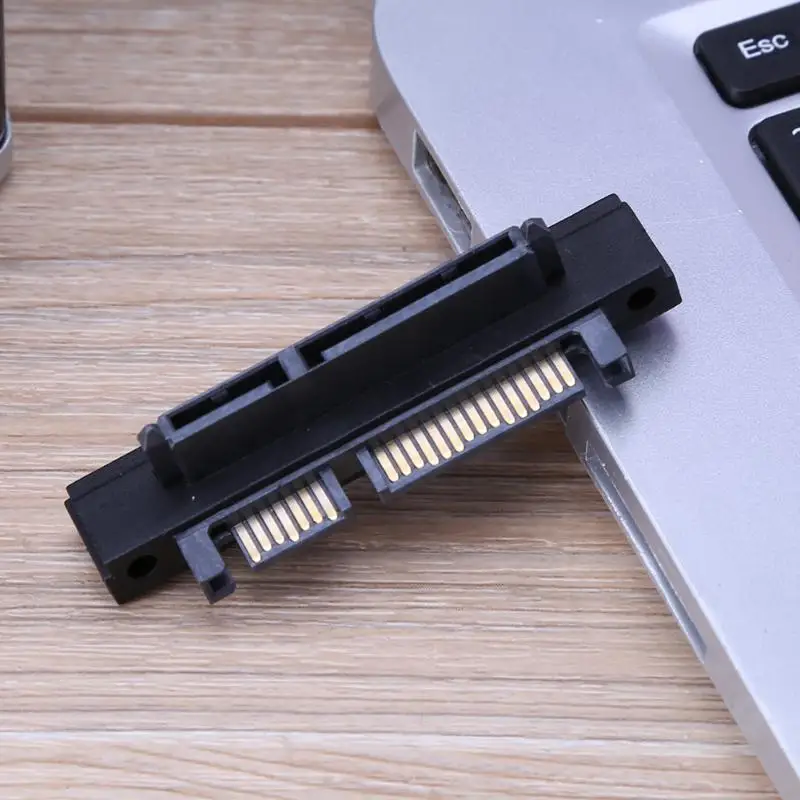 

90 Degree Angle SATA 22Pin(7+15) Male to 22Pin(7+15) Female Extender Adapter for Hard Disk Port Extension