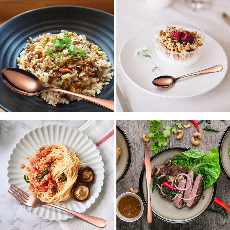 Набор посуды Нержавеющая сталь Золотой столовый нож вилка ложка набор столовых