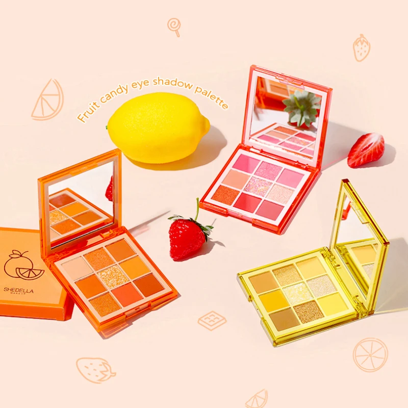Тени для век 9 цветов оранжевый синий фиолетовый золотой красный цвет Палетка