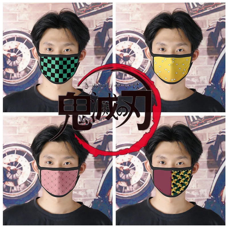 Демон убийца для взрослых и детей хлопковая маска камадо Tanjirou Косплэй костюм