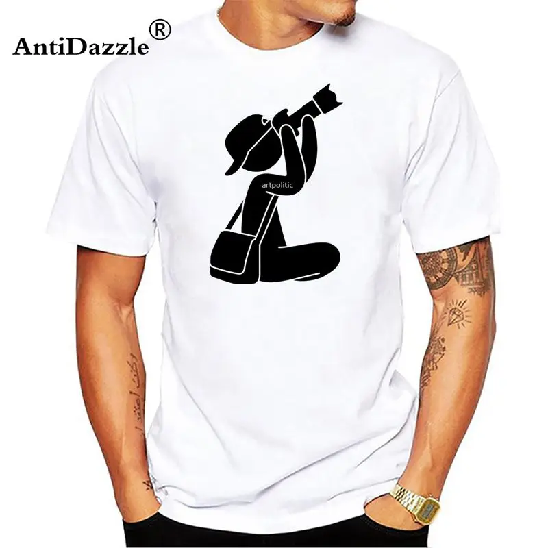 Antidazzle Photographer With Camera T-Shirt Men Short Sleeve Cotton Man Tee Shirt Fitness Clothing TShirt | Мужская одежда