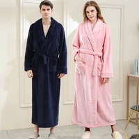 men winter extra long thick warm shawl collar bath robe mens thermal flannel bathrobe male peignoir homme coral fleece nightgown