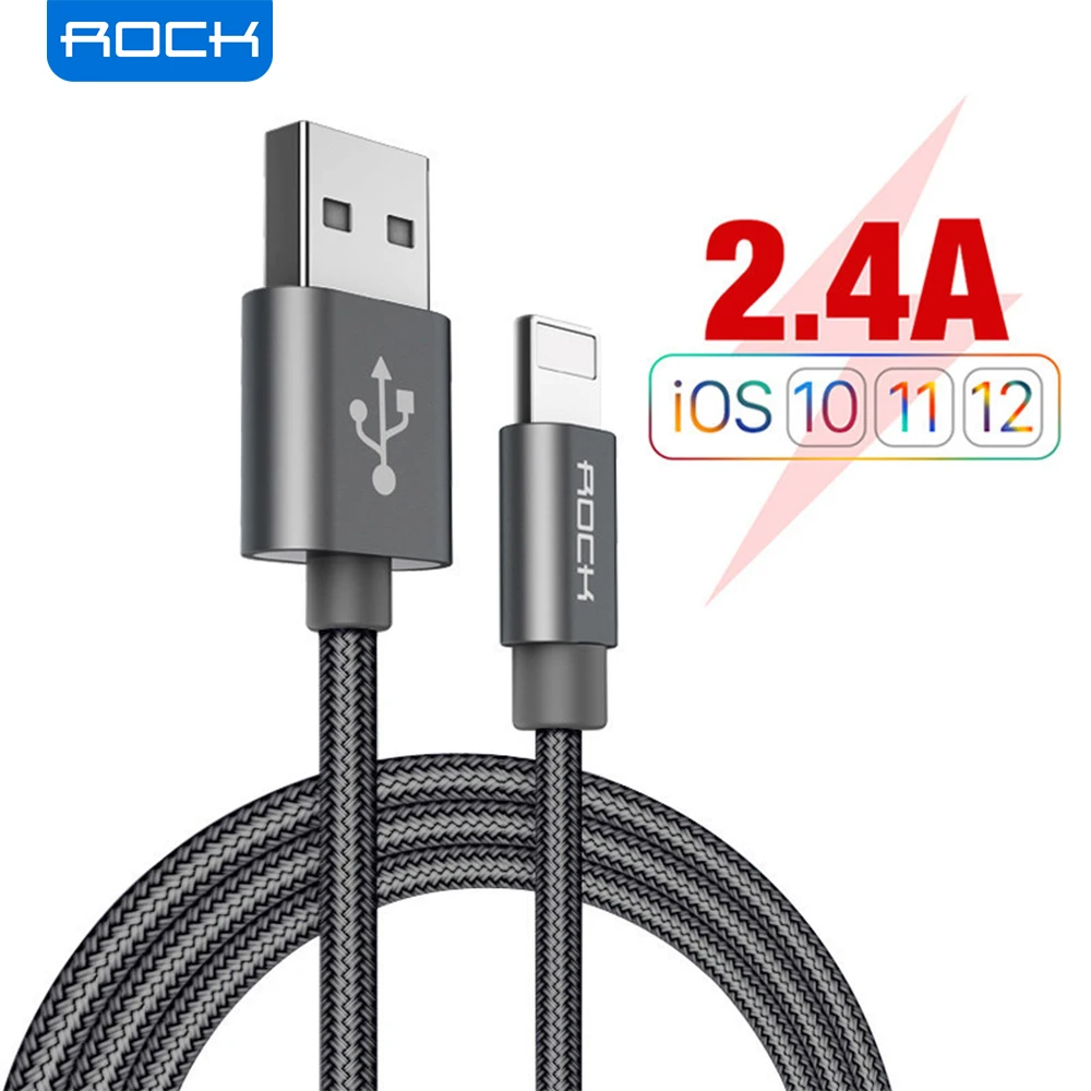 USB кабель ROCK для iPhone Xs Max Xr X 11 8 7 6 6s|Кабели мобильных телефонов| |