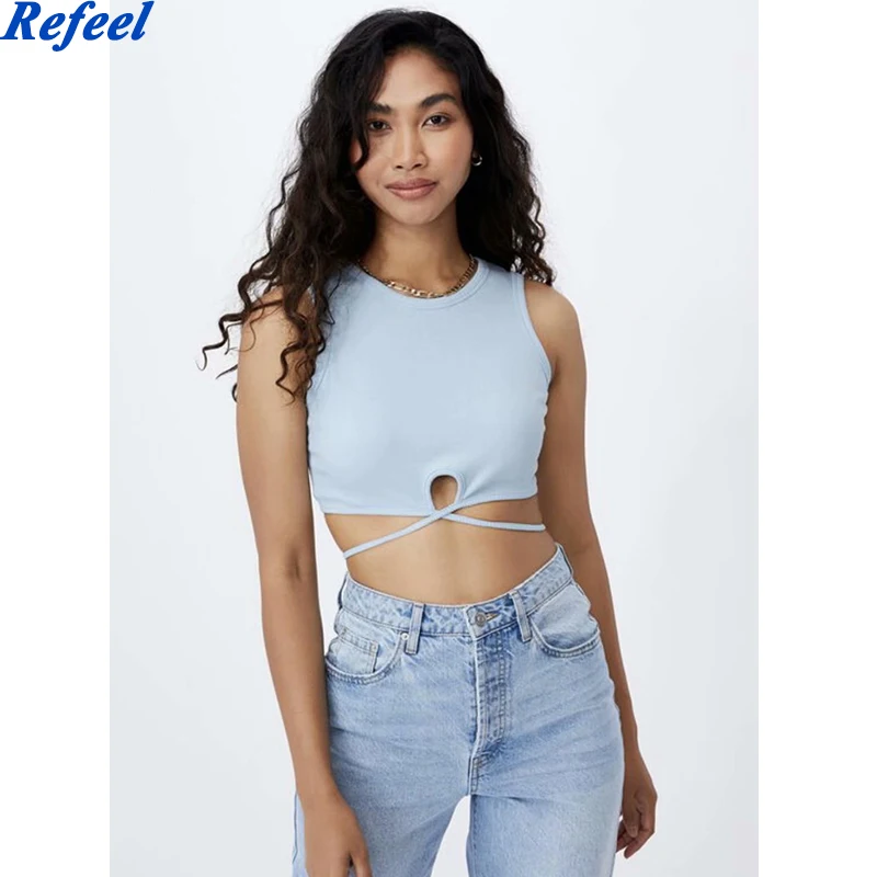 

Топ женский летний без рукавов, облегающая безрукавка с открытыми плечами, ажурная блузка, кроп-топ