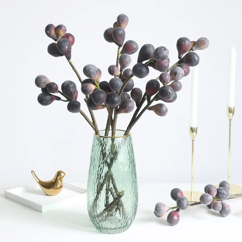 

Artificial Plant Single Leafless Fruit Fig Floral Flower Arrangement Home Restaurant Office Decoration Berry Loquat Fake Plant