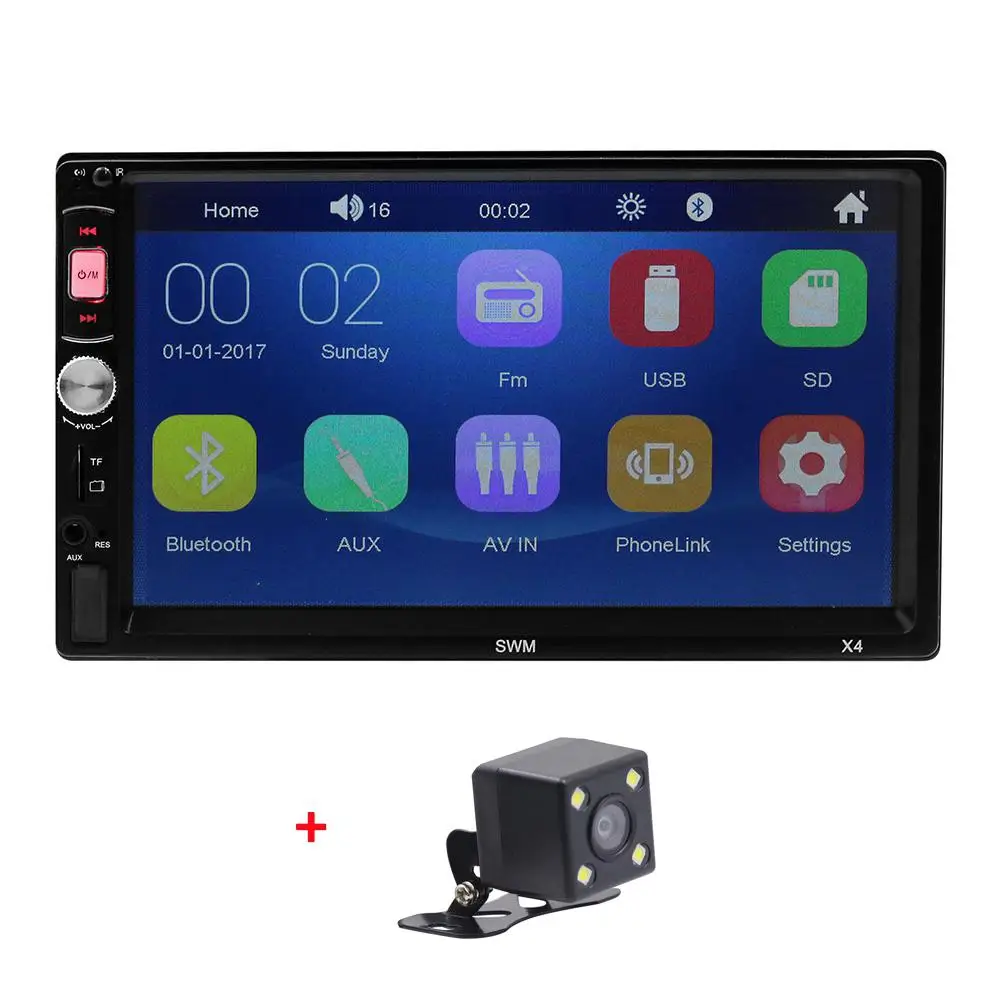 Автомагнитола 2din MP5 плеер 7 дюймовый FM радиоприемник Bluetooth 4 0 USB AUX видеовход