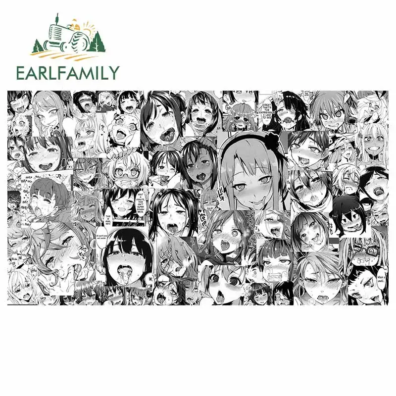 EARLFAMILY 13 см x 7 3 для Ahegao лица черно белая девушка наклейка аниме Ван лобовое стекло