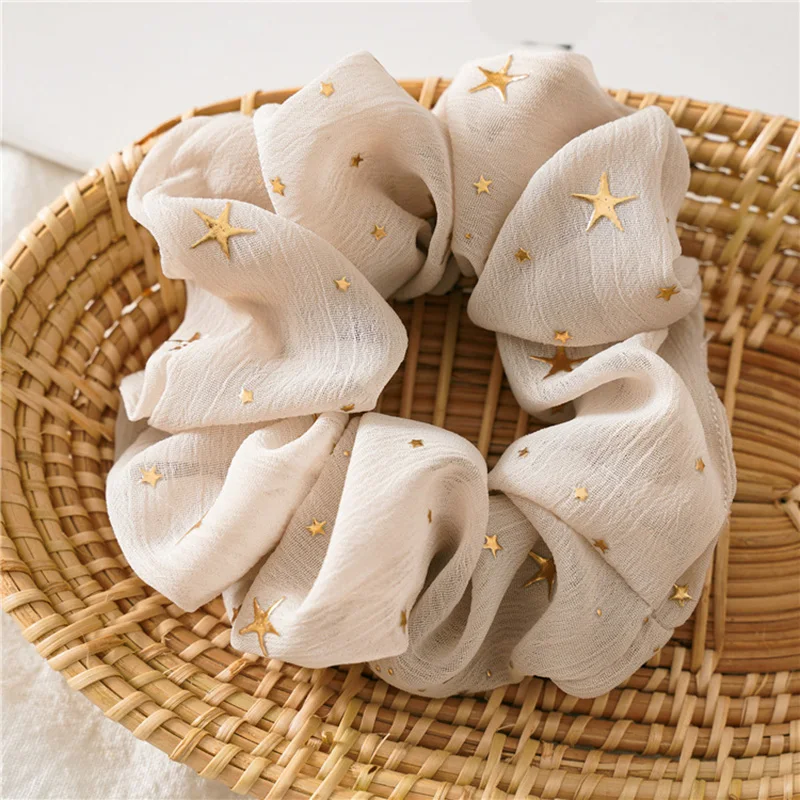 

Star Chiffon Hair Scrunchies Women Grils Fashion Sweet Elastic Hair Bands Stretch Ponytail Holder Elegant Chiffon Hair Rope