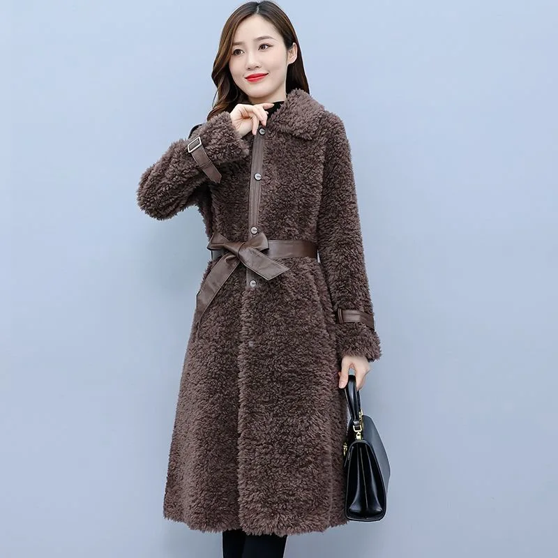 Cashmere Coats Single Breasted Faux Fur Coats Long Warm Fahsion Office Lady Jackets Outwear Luxury Women 2021 Winter Clothes