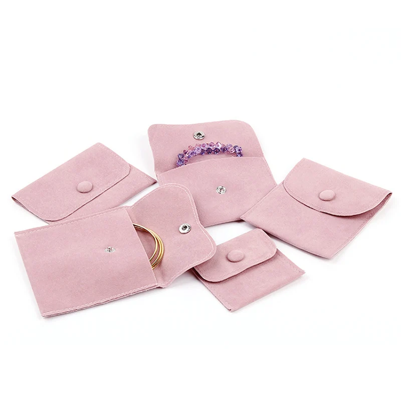 

Pink Blue Jewelry Velvet Bag With Button Wedding Jewelry Packing Envelope Pouch 7x7 11x11cm Double Sided Velvet Pouch Bags