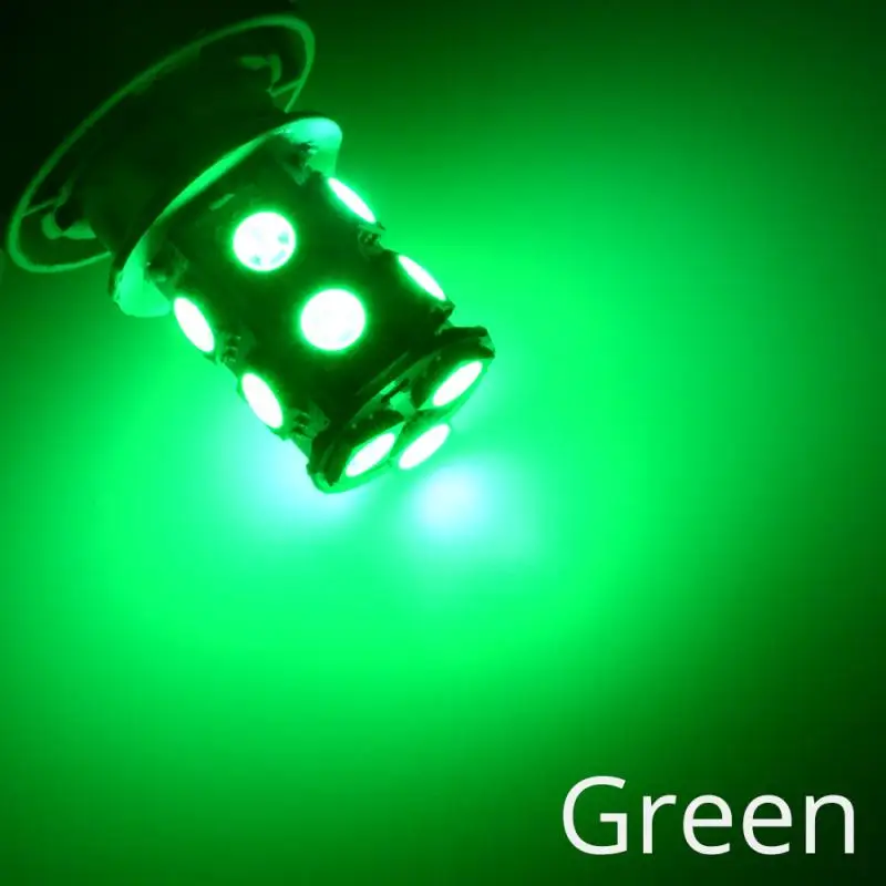 Green 1X BA9S P21W 5050 13Led 1156 BA15S Автомобильные светодиодные поворотные сигнальные огни, тормозные задние лампы, автомобильные парковочные задние лампы заднего хода, DC 12 В - Испускаемый цвет: Green