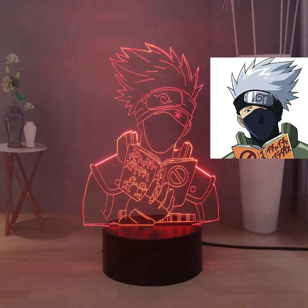 Наруто настольная лампа Какаши книга USB сенсорный светодиодный ночник цветная